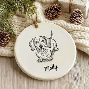Persoonlijke Kortharige Teckel Kerst Keramisch Ornament