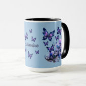 Persoonlijke Kosmische Vlinders Blauw Mok (Voorkant rechts)