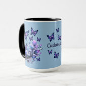 Persoonlijke Kosmische Vlinders Blauw Mok (Voorkant links)