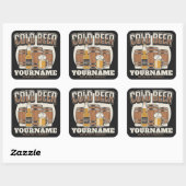 Persoonlijke Koude Bier Eiken Vat Brouwerij Brouwe Vierkante Sticker (Vel)