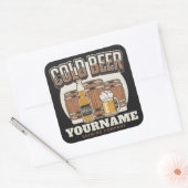 Persoonlijke Koude Bier Eiken Vat Brouwerij Brouwe Vierkante Sticker (Envelop)