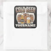 Persoonlijke Koude Bier Eiken Vat Brouwerij Brouwe Vierkante Sticker (Tas)