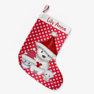 Persoonlijke Kous voor IJsbeer, Kitty en Muis Kleine Kerstsok