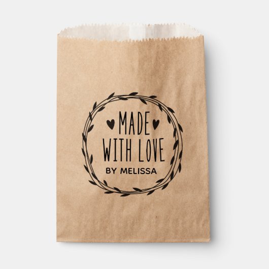 Persoonlijke Kraft Gemaakt Met Liefde Bedankzakje (Voorkant)