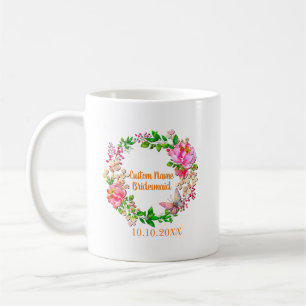 Persoonlijke krans roze bloem bruiloft feest koffiemok