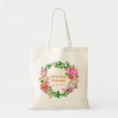 Persoonlijke krans waterverf roze bloem bruiloft tote bag (Voorkant)