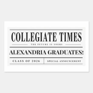 Persoonlijke Krant Afstuderen 2026 Klassieke Rou Rechthoekige Sticker