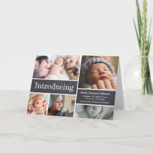 Persoonlijke krijtbord collage met babyfoto kaart
