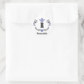 Persoonlijke Kroon Krans Monogram 'R' Ronde Sticker (Tas)