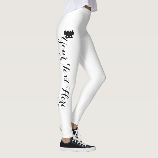 Persoonlijke Kroon Wit Zwart Leggings (Rechts)