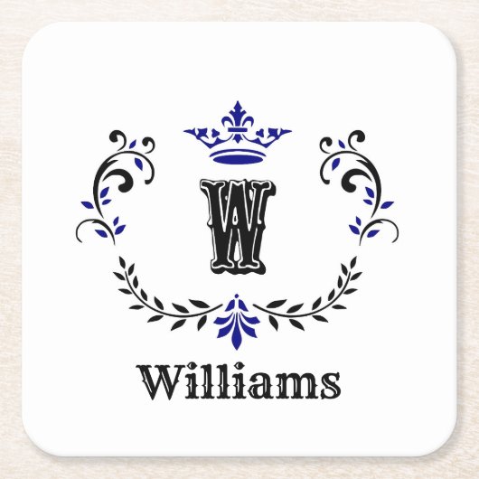 Persoonlijke kroonkransmonogram 'W' Kartonnen Onderzetters (Voorkant)