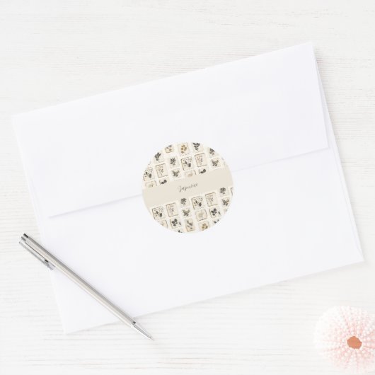 Persoonlijke Kruiden Giftzak met Aangepaste Naam Ronde Sticker (Envelop)