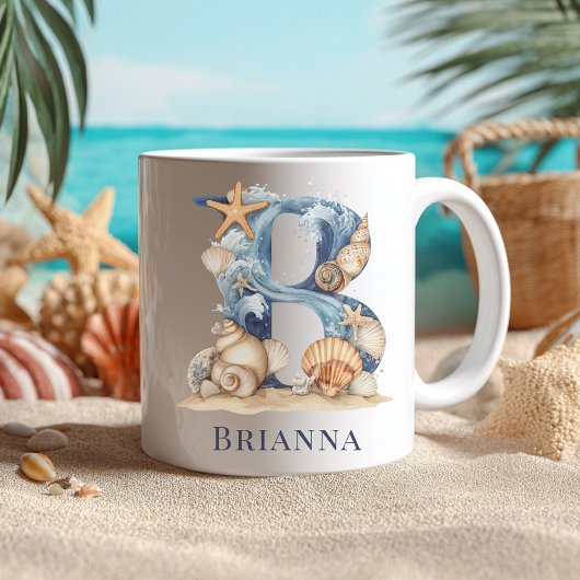 Persoonlijke Kust Monogram B Initiaal Strand Koffiemok