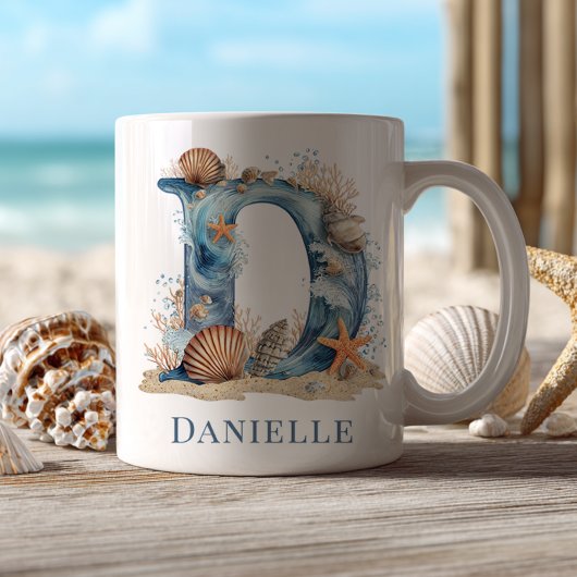 Persoonlijke Kust Monogram D Initiële Strand Koffiemok
