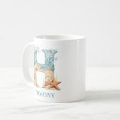 Persoonlijke Kust Monogram H Initiaal Strand Koffiemok (Voorkant links)