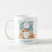 Persoonlijke Kust Monogram H Initiaal Strand Koffiemok (Links)