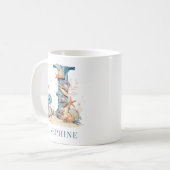 Persoonlijke Kust Monogram J Initiële Strand Koffiemok (Voorkant links)