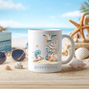 Persoonlijke Kust Monogram J Initiële Strand Koffiemok