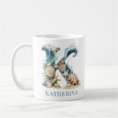 Persoonlijke Kust Monogram K Initiaal Strand Koffiemok (Links)