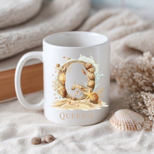 Persoonlijke Kust Monogram Q Initiaal Strand Koffiemok