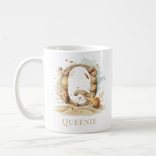 Persoonlijke Kust Monogram Q Initiaal Strand Koffiemok (Links)