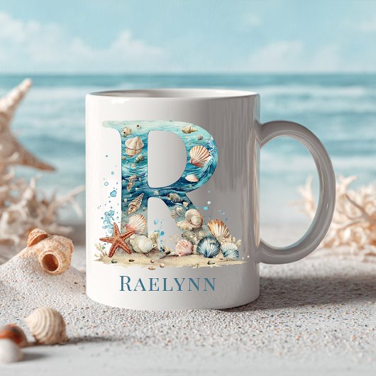 Persoonlijke Kust Monogram R Initiële Strand Koffiemok