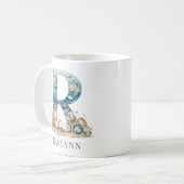 Persoonlijke Kust Monogram R Initiële Strand Koffiemok (Voorkant links)