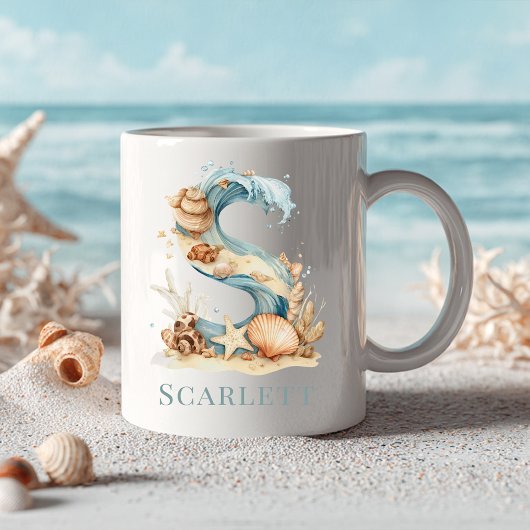 Persoonlijke Kust Monogram S Initiële Strand Koffiemok