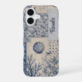 Persoonlijke kust zeeschelp patchwork iPhone 16 hoesje (Achterkant)