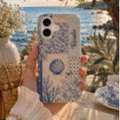Persoonlijke kust zeeschelp patchwork iPhone 16 hoesje