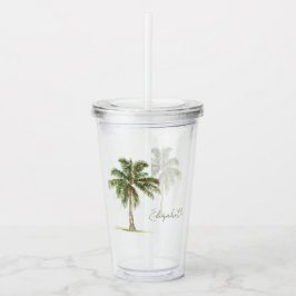 Persoonlijke kustpalmboom acryl drinkbeker
