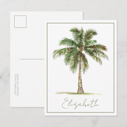 Persoonlijke kustpalmboom briefkaart (Voorkant / Achterkant)