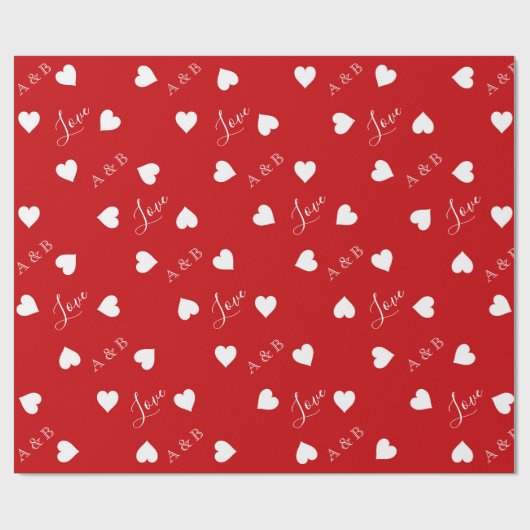 Persoonlijke kute White Hearts Love Red Cadeaupapier (Vlak)