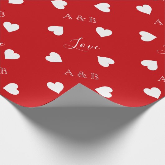 Persoonlijke kute White Hearts Love Red Cadeaupapier (Hoek)