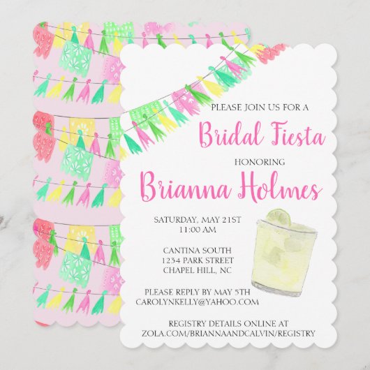 Persoonlijke Kwastjes Papel Picado Roze Groen Fees Kaart (Voorkant / Achterkant)