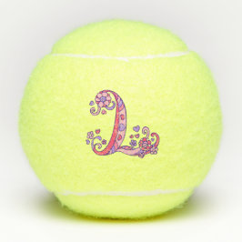 Persoonlijke L monogram meisjes doedel kunst Tennisballen