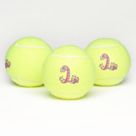 Persoonlijke L monogram meisjes doedel kunst Tennisballen