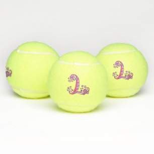 Persoonlijke L monogram meisjes doedel kunst Tennisballen