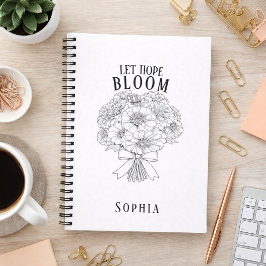 Persoonlijke Laat Hoop Bloeien Zinnia Boeket Aange Notitieboek