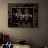 Persoonlijke Laatste Naam Print Zwart Bruin Bloemm