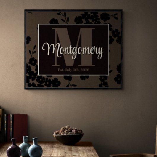 Persoonlijke Laatste Naam Print Zwart Bruin Bloemm