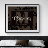 Persoonlijke Laatste Naam Print Zwart Bruin Bloemm