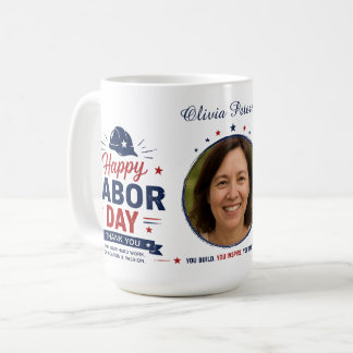 Persoonlijke Labor Day-foto- en naam-mok Koffiemok