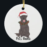 Persoonlijke labrador (chocolade) keramisch ornament<br><div class="desc">Maak de mooie lijst dit jaar met een gepersonaliseerde versiering van je favoriete kleine elf!</div>