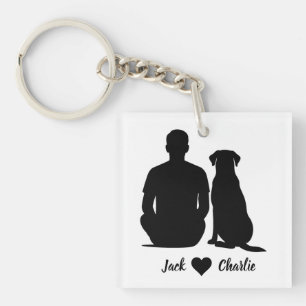 Persoonlijke Labrador Retriever Hond En Manlijke E Sleutelhanger