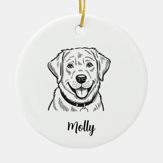 Persoonlijke Labrador Retriever Hond Kerstmis Keramisch Ornament (Voorkant)