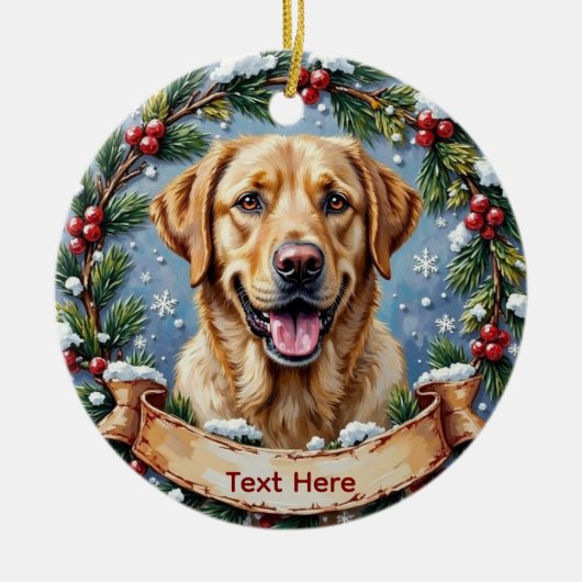 Persoonlijke Labrador Retriever Kerstmis Keramisch Ornament (Voorkant)