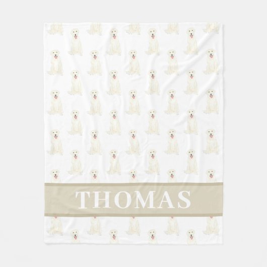 Persoonlijke labrador (wit) fleece deken (Voorkant)