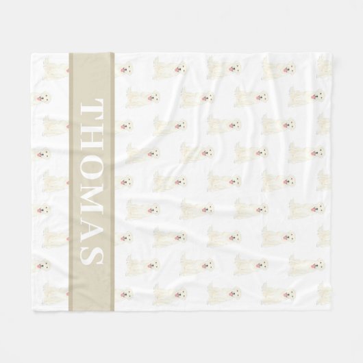 Persoonlijke labrador (wit) fleece deken (Voorkant (Horizontaal))