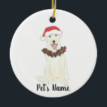 Persoonlijke labrador (wit) keramisch ornament<br><div class="desc">Maak de mooie lijst dit jaar met een gepersonaliseerde versiering van je favoriete kleine elf!</div>